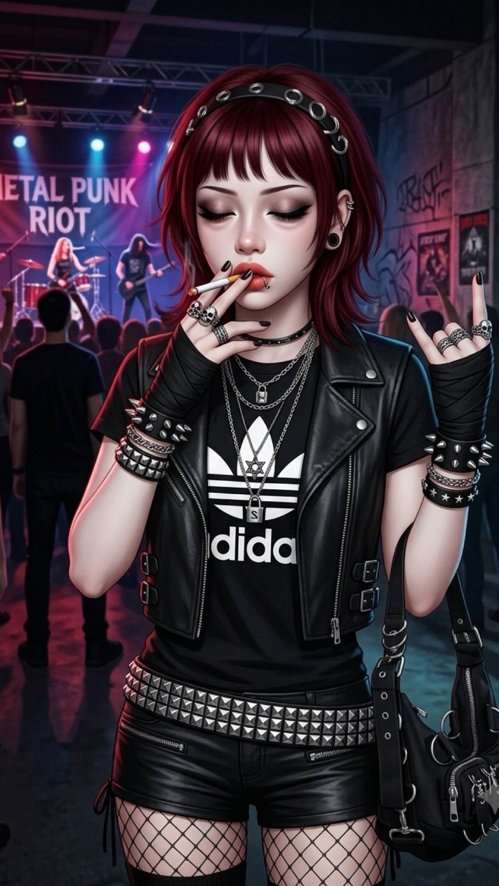 a girl trying to be a metal band star girl.