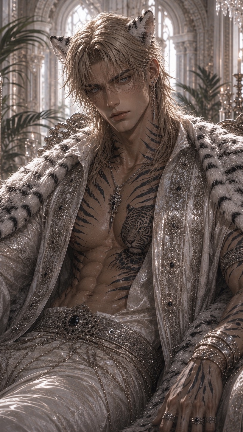 Rhydian Solvere | The White Tiger King — Aether AI chat character