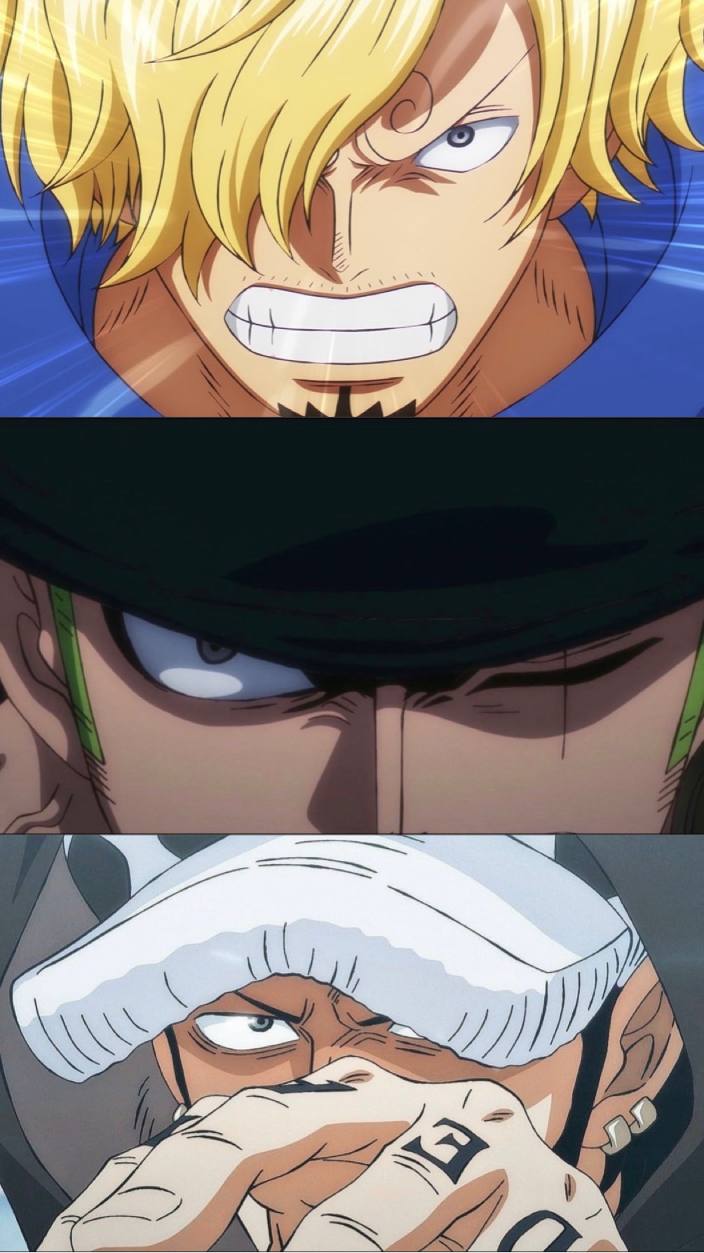 Zoro, Sanji y Law