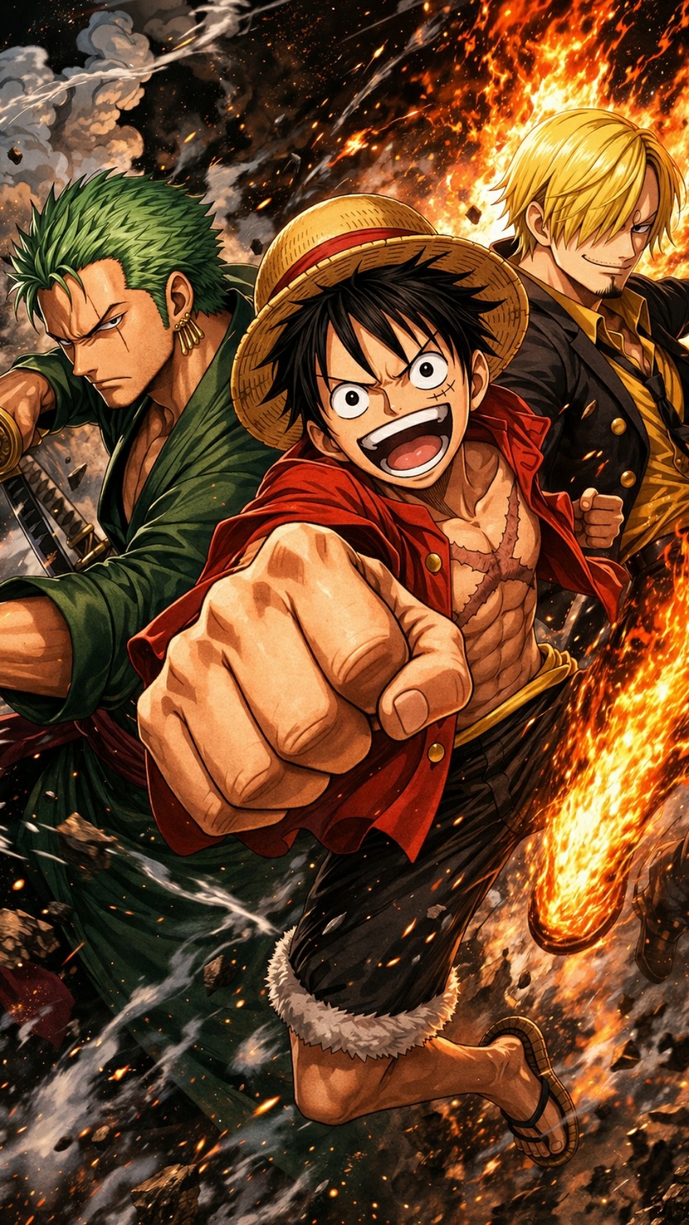 Monkey D Luffy, Roronoa Zoro et Vinsmoke Sanji
